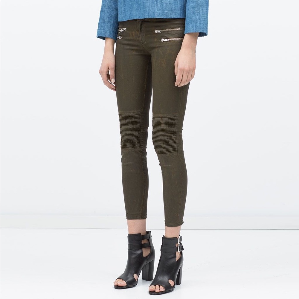 Zara Coated Biker Trousers Size 6